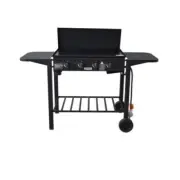 Jumbuck Delta 4 Burner Gas Barbecue BBQ Auto Ignition Trolley Shelve Black Steel
