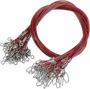 uxcell Fishing Wire Leaders 20", 30 Pack 300lb High Strength Carbon Steel Nylon Coated Fishing Line with Swivel Snap for Saltwater Freshwater, Red