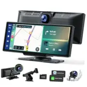 Wireless Carplay Screen for Car with 2.5K Dash Cam, 1080p Backup Camera,