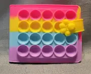 Bubble Toy Pop Fidget Bi Fold Wallet Rainbow Stress-relief Sensory