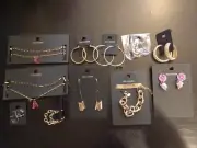 72 Pieces Lot Jewelry Costume Rings Earrings Necklace Dangle Pearls Studs Hoops