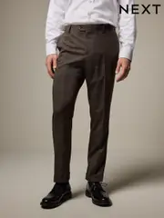 Brown Trimmed Check Brown Suit Trousers (K86567) | $51