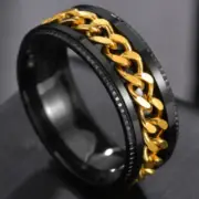 Cool Stainless Steel Rotatable Men Couple Ring High Quality Spinner Chain