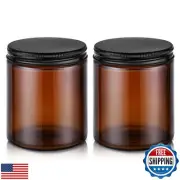 8oz Glass Jars with Metal Lids, 2 Pack Candle Jars with Blank Labels, 250g Am