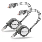 2Pack Multi USB Charger Cable Retractable 3 in 1 Multiple Charging Cord Adapter