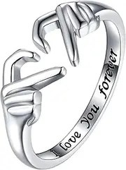 [Generic] 925 Sterling Silver Claddagh Ring for Women | Adjustable "I Love You" Heart Jewelry for Teens