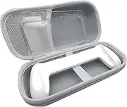 White Color for New 3DS Hand Grips + Crystal Shells + Large Carrying Case, for New3DS Small Handheld Console, Ultra-Light Non-slip Gaming Handle + Clear Protective Cover + Hard Storage Bag