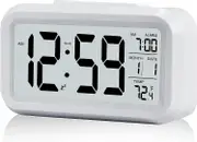 Battery Operated Digital Alarm Clock, Large Display 12/24H Display for Easy Reading, Rechargeable Battery Operated Compact Square Design with Time
