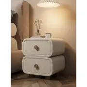 快樂屋商城 床頭櫃簡約現代家用臥室床邊儲物櫃白色奶油風實木創意小型收納櫃