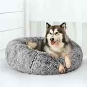 Pawz Pet Bed Cat Dog Donut Nest Calming Mat Soft Plush Kennel Charcoal Size XL