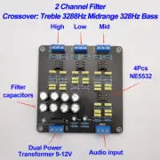 Dual-channel 2.0 Stereo High/Mid/Bass 3-way Speaker Electronic Crossover filter