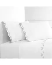 Melange Home Double Scalloped Embroidered Sheet Set