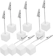 DOITOOL 10Pcs Cube Base Memo Clips Note Holders for Home Desktop Document Holder with Crocodile Clip Space Saving Design Approx Height Silver Finish