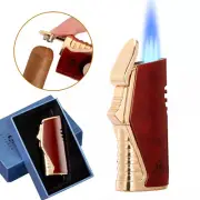 Galiner Metal Portable 3 Jet Torch Flame Cigar Lighter Refillable Windproof Red