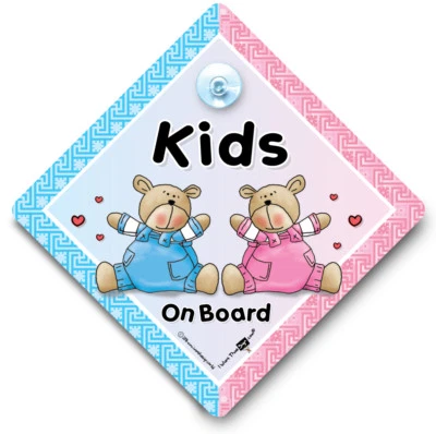 Kids On Board Car Sign, Baby On Board Sign, Suction Cup Sign, One of Each