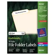 Avery EcoFriendly File Folder Labels 2/3 x 3 7/16 White 750/Pack 48266 Free Ship