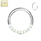 Piercing Ear Ring White Gold 14 Gold Septum Daith Opaline