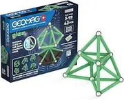 Geomag, Glow Recycled, Magnetic Constructions with Glow Effect, Magnetic Bars Glowing in The Dark, 42-Piece Pack, 100% Recycled Plastic