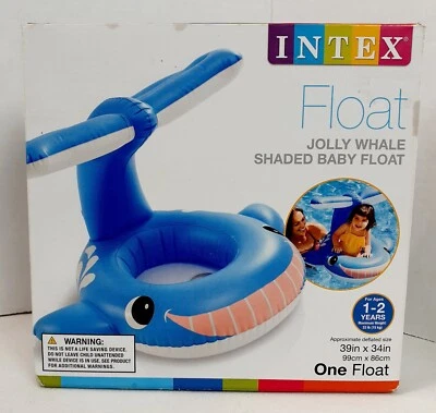 NEW Intex Inflatable Jolly Whale Shaded Baby Pool Float with Shade Tail 39"x34"