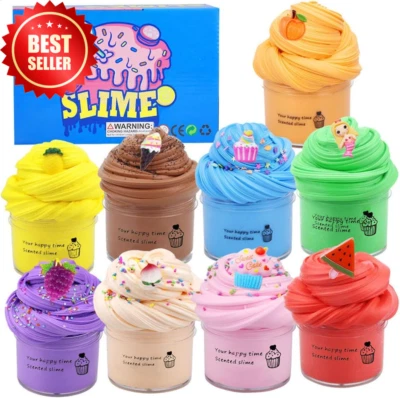 9 Pack Mini Cloud Slime Kit, Soft Non-Sticky Stretchy Slime Toy for Kid, Scented