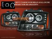 07-14 CHEVY AVALANCHE/TAHOE​/SUBURBAN 2 CCFL HALO LED PROJECTOR HEADLIGHTS BLACK