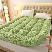 Upgraded Japanese Futon Mattress Portable Folding Mattress,Winter Thickened Warm Lambswool Super Soft Down Mattresses Roll up Tatami Mattress(Green,120x200cm/Twin XL)