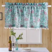 Kitchen Short Curtain Half Window Curtain Cafe Tiers Rod Pocket Valance Drapes