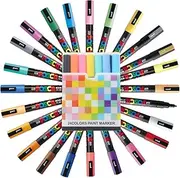Uni Posca Paint Marker FULL RANGE Bundle Set, Mitsubishi ALL Natural & Gold & Silver Pen Fine Point 24 Color (PC-3M), Original Plastic Box