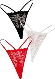 [Murimia] Thongs for Womens Sexy Lace No Show Underwear Breathable T-Back G String Thongs Tangas Panties