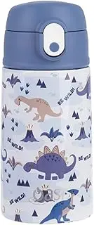 [Oasis] Stainless Steel Double Wall Insulated Kid's Drink Bottle W/Sipper Straw 400Ml - Dinosaur Land