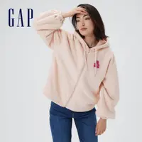 在飛比找蝦皮商城優惠-Gap 女裝 Logo小熊連帽外套 抱抱絨系列-淺粉色(44