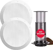 RECAPS 2 Piece Reusable Metal Filter Compatitable with Aeropres Coffee and Espresso. Also Fits AeroPress Go,Clear, Original Coffee Maker