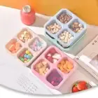 Four Grid Candy Box with Cover Lunch Box Reusable Lunch Containers Kids