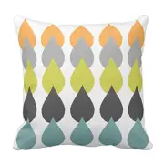 Throw Pillow Cover Green Grey Retro Orange Chartreuse Yellow 18 x 18 inches