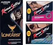 Kamasutra Ribbed, Longlast, Dotted Condom (Set Of 3, 36S)