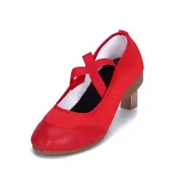 在飛比找樂天市場購物網優惠-廣場舞鞋女士舞蹈鞋春季帆布成人紅色舞鞋低跟軟底跳舞鞋練功鞋。