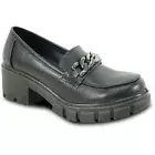 kozi Women Platform Chunky Heel Penny Loafer Slip-on Dress Shoe OY3302 Heel Pump