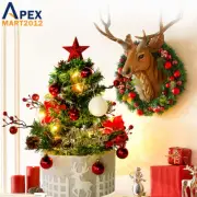 24in Artificial Mini Tabletop Christmas Tree Small Xmas Decor w/ Light&Ornaments