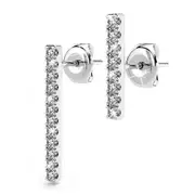 Solid 925 Sterling Silver Asymmetric Bar Stud Earrings