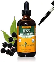 Herb Pharm Certified Organic Black Elderberry Liquid Extract for Immune System Support, Alcohol-Free Glycerite, 4 Ounce