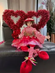 Valentines Day Pixie Fairy Elf Shelf Sitter 21” Posable Mantel Tabletop Decor