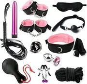 12PCS Pink Adult Set Handcuffs Sexy Straps for Couple Bed Bondaged Restraints Sex Bondage BDSM Kit Slave Restraints Handcuffs Bondage Rope Kit for Couples Sweater P5
