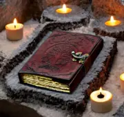 Handmade tree of life vintage leather journal grimoire journal blank spell book