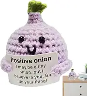 Funny Positive Emotional Doll, Funny Crochet Knitting Doll with Positive Cards Small Onion Blueberry Bunny, Funny Crochet Knitted Wool Support Doll for Home Decor
