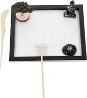 KOMBIUDA 1 Set Zen Garden Kit for Desk Decorative Sand Garden with Buddha Statue Micro Landscape Decor for Tranquility and Office