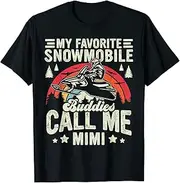 [X.Style] Snocross My Favorite Snowmobile Buddies Call Me Mimi ds1603 T-Shirt (S) Black