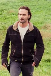 The Walking Dead Rick Grimes Genuine Suede Leather Jacket for Men Fur Collar