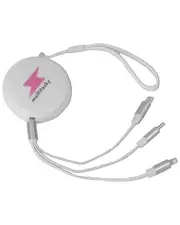 Multitasky Retractable White 3-Port USB Keychain