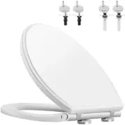 Hibbent Premium Elongated Toilet Seat with CoverOval Quiet Close One-Click to...