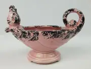 Mid Century Modern Kitsch Pink Black Speckle Ceramic Planter Genie Bottle Dish